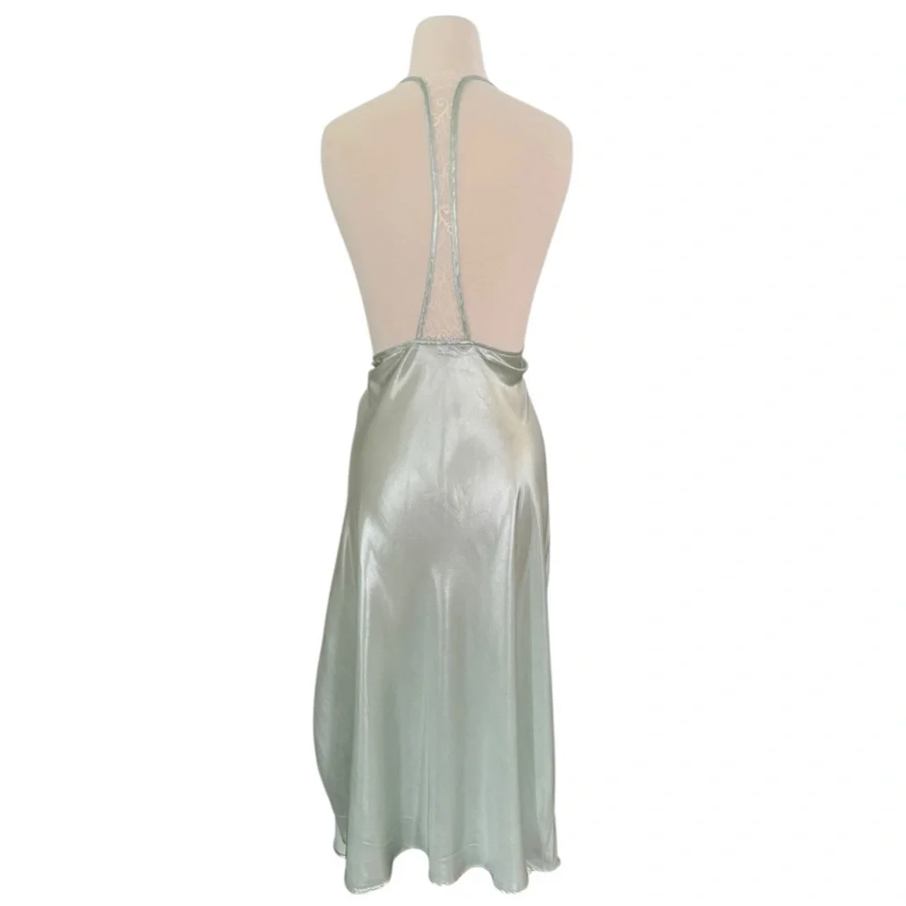 FREE PEOPLE Sunset Shimmer Midi Slip Dress Sage Green Foil NEW Size XL
